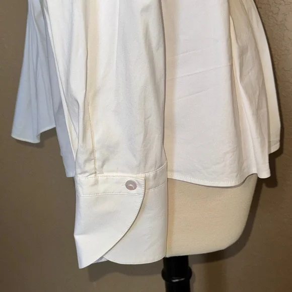 Lafayette 148 New York White Draped Tie-Front Button Down - Picture 8 of 12
